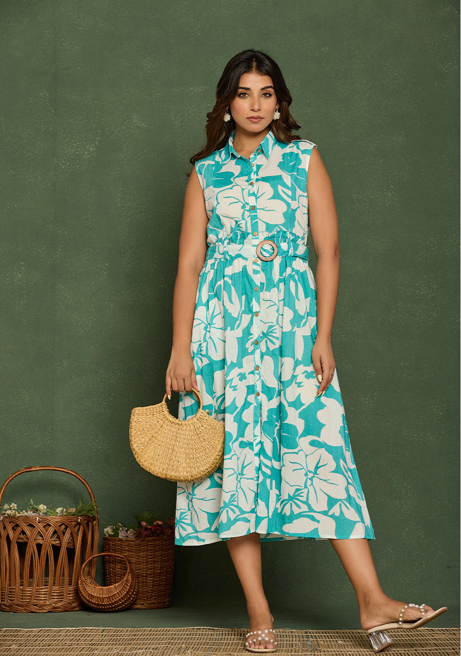 Aqua Floral Aura Dress