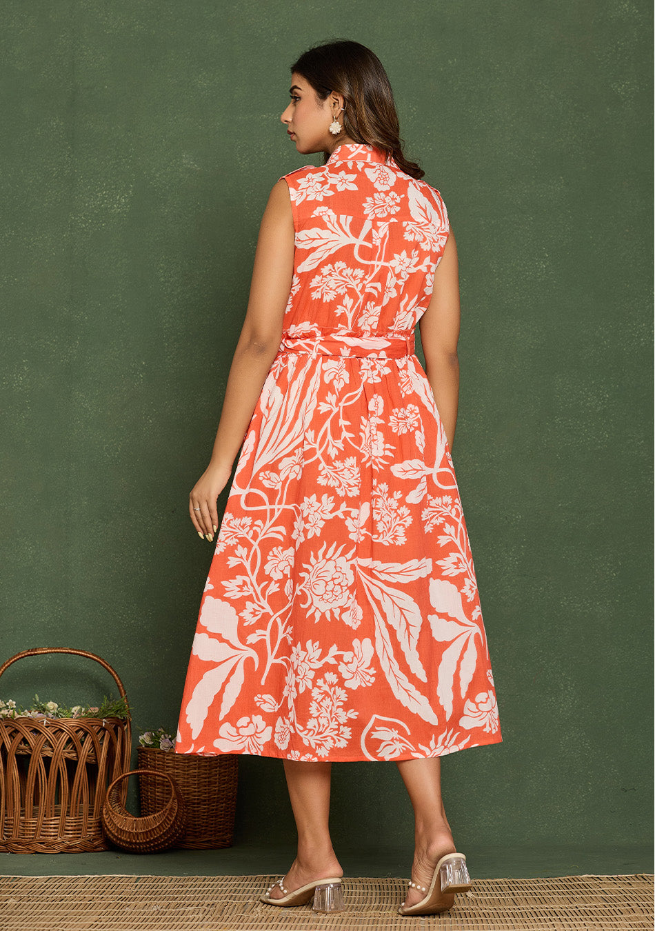 Tangerine Floral Aura Dress