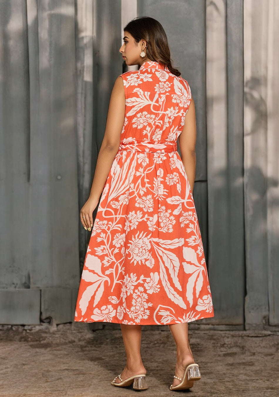 Tangerine Floral Aura Dress