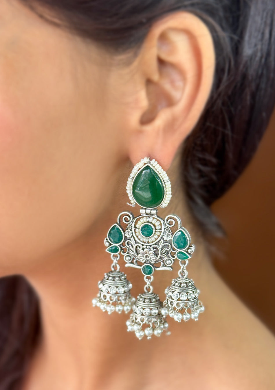Emerald Regal Jhumkas