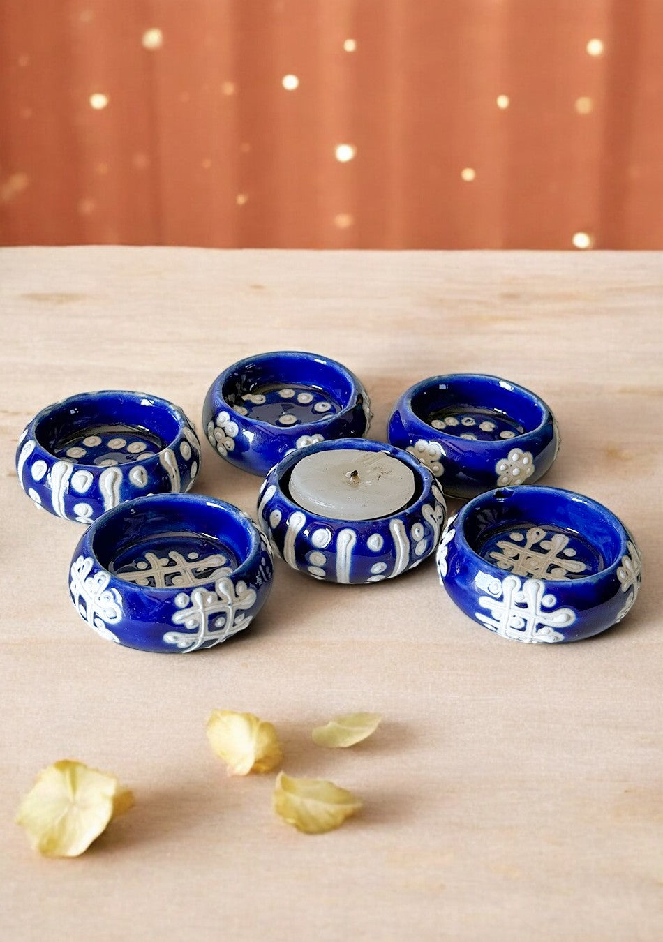 Handcrafted Blue painted Diya