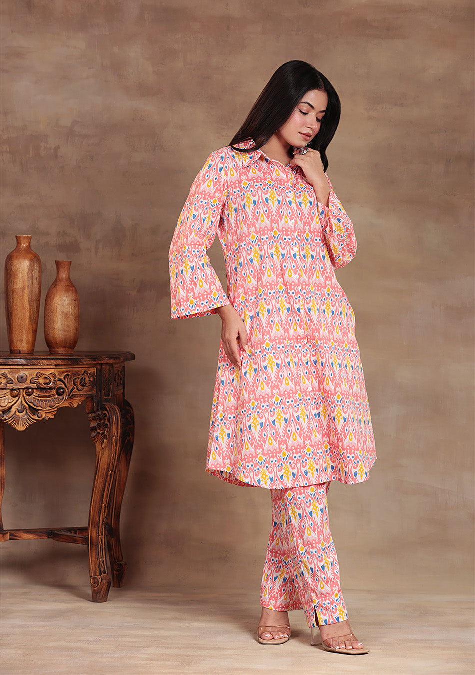 Aravalii Coral Ikkat Co-ord Set