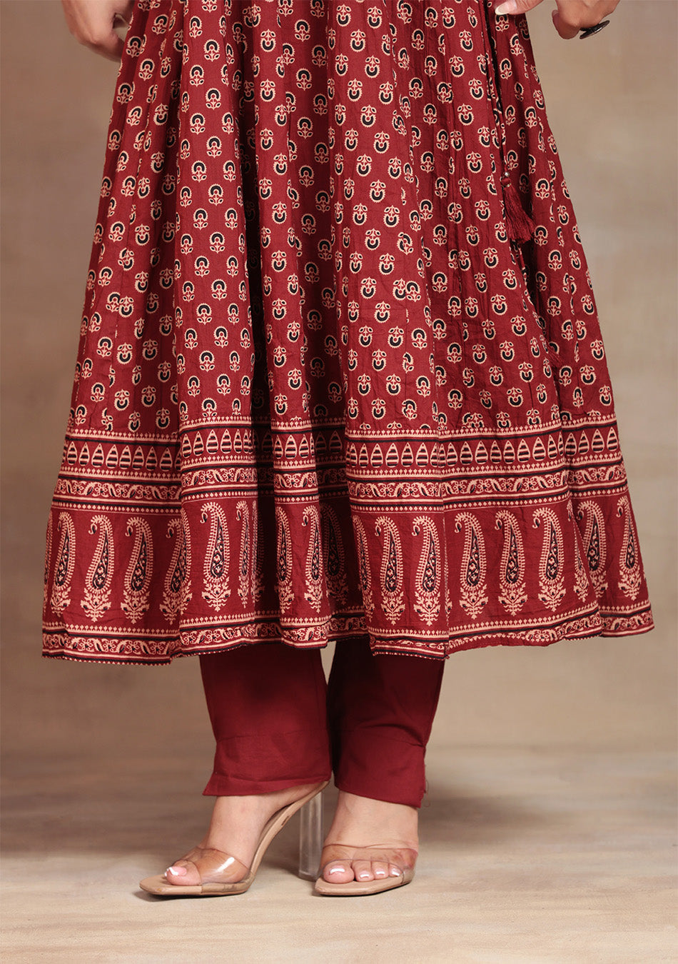 Aravalii Crimson Bloom Heritage Anarkali Set
