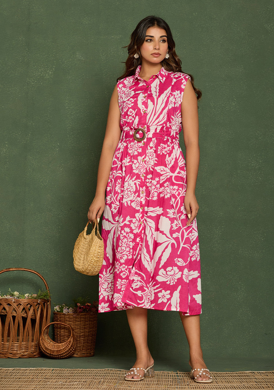 Dark Pink Floral Aura Dress