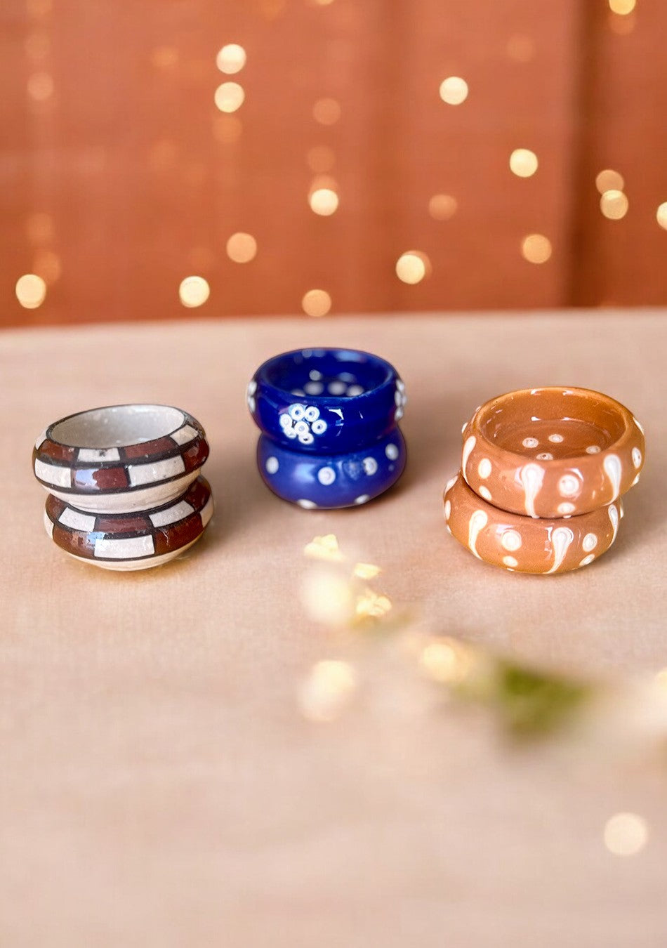 Multi Hand Painted Diya - Set of 6