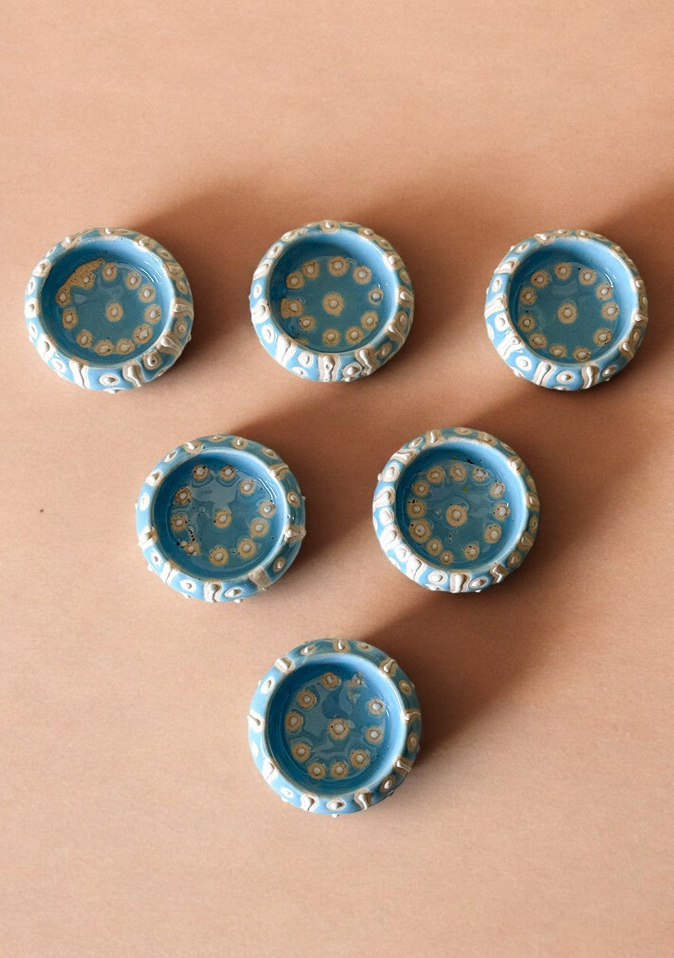 sky blue hand painted Diya