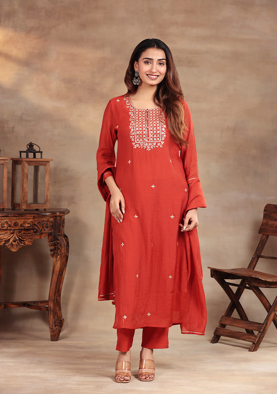 Amber Glow Handwork Suit Set