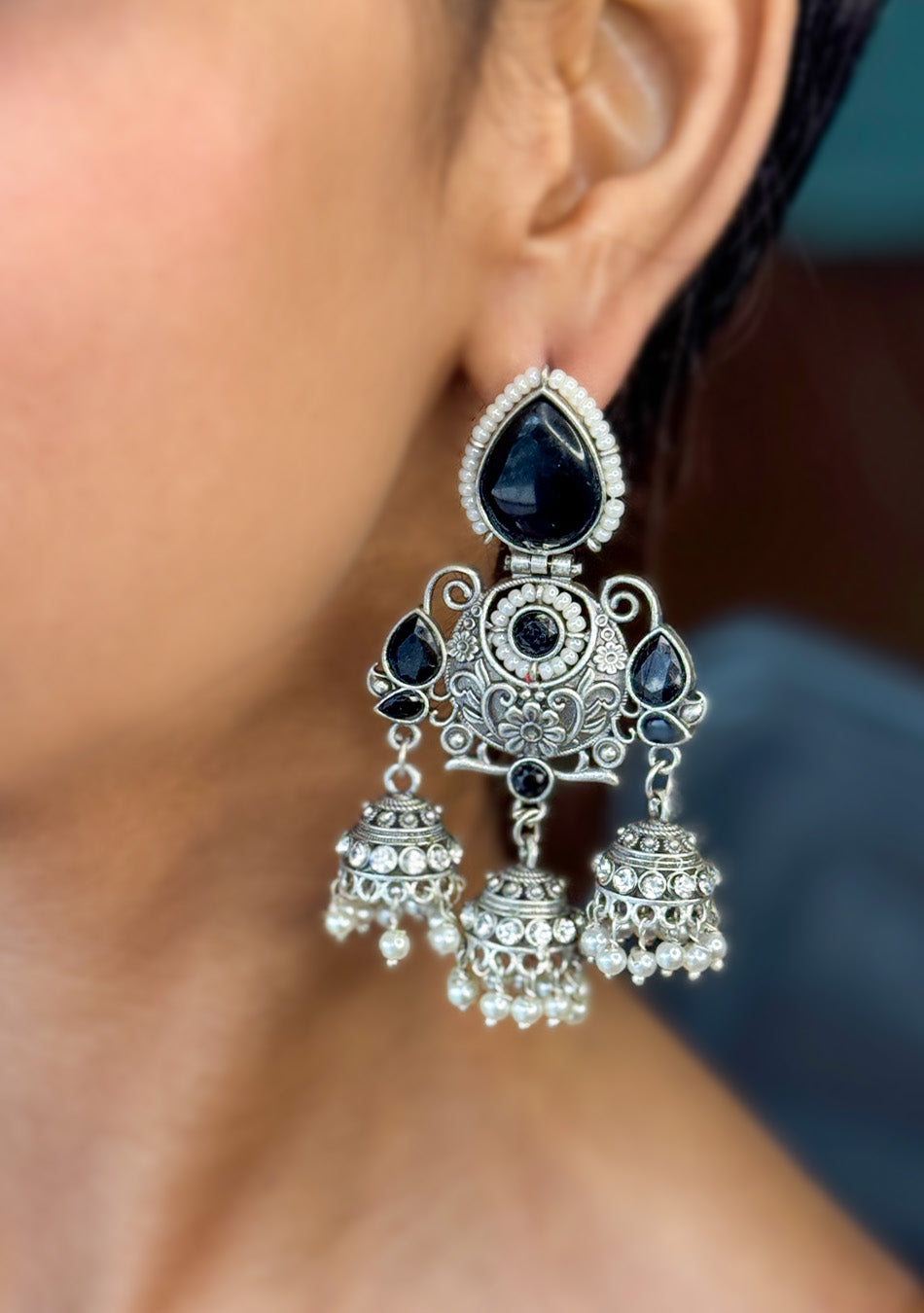 Onyx Regal Jhumkas