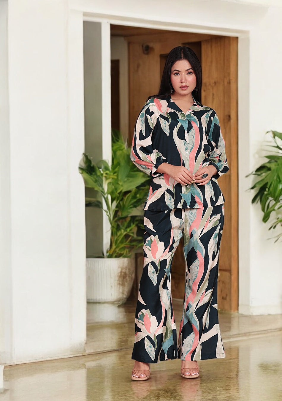 Twilight Leaf Viscose Co-ord Set