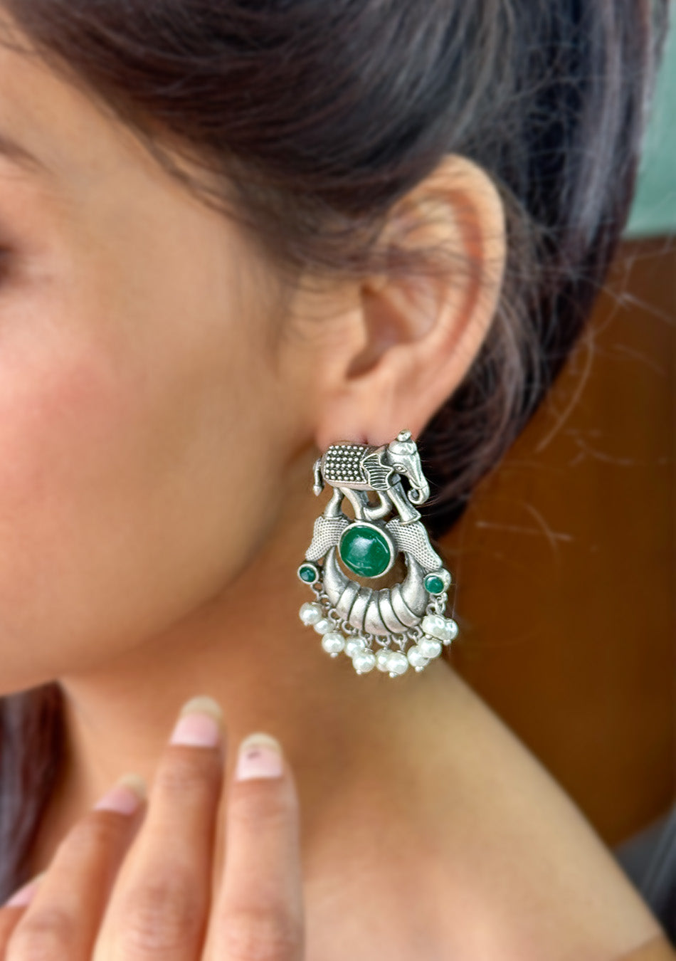 Green Tusker Earrings