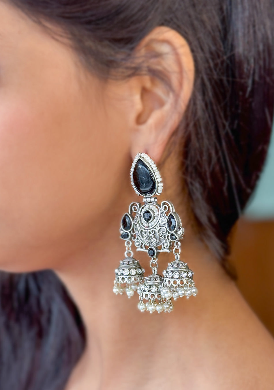 Onyx Regal Jhumkas