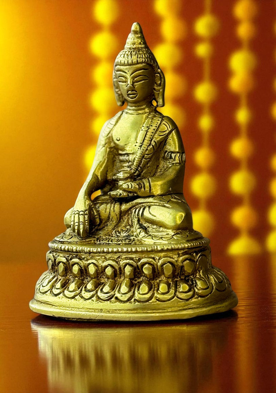 Antique Brass Lotus Seated Buddha