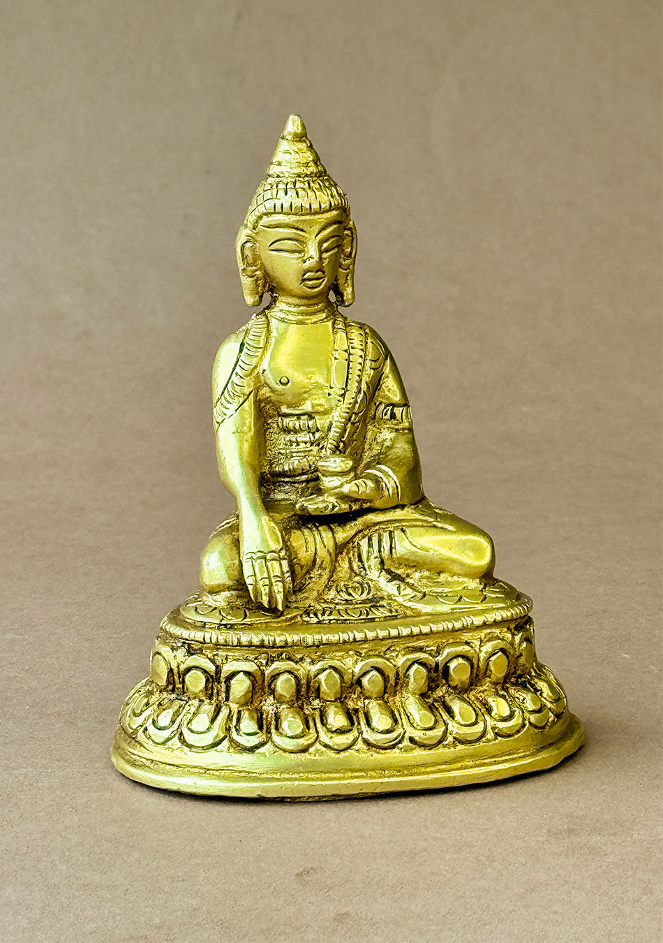 Antique Brass Lotus Seated Buddha