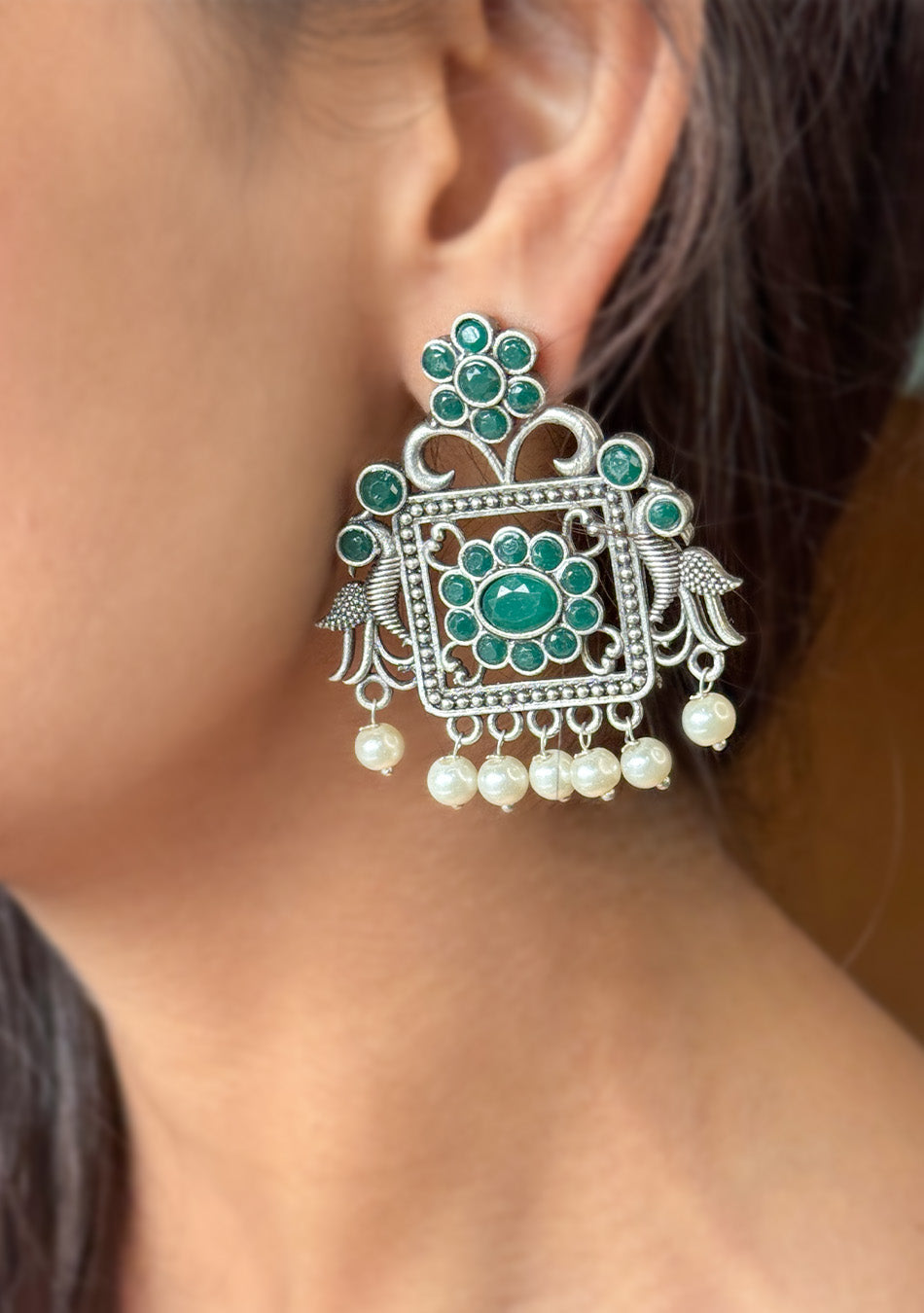 Regal Emerald Charm Earrings