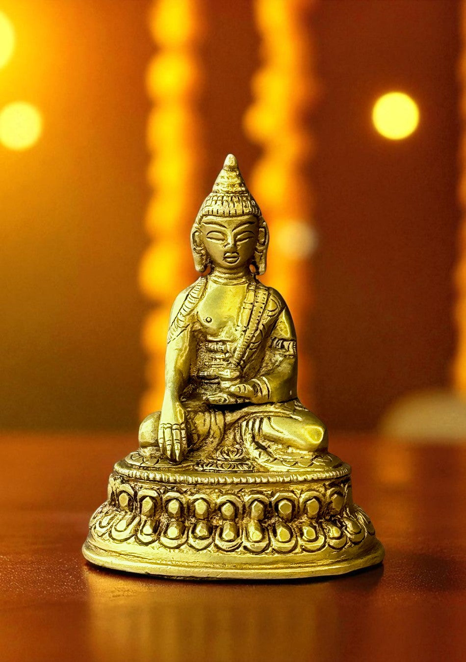 Antique Brass Lotus Seated Buddha