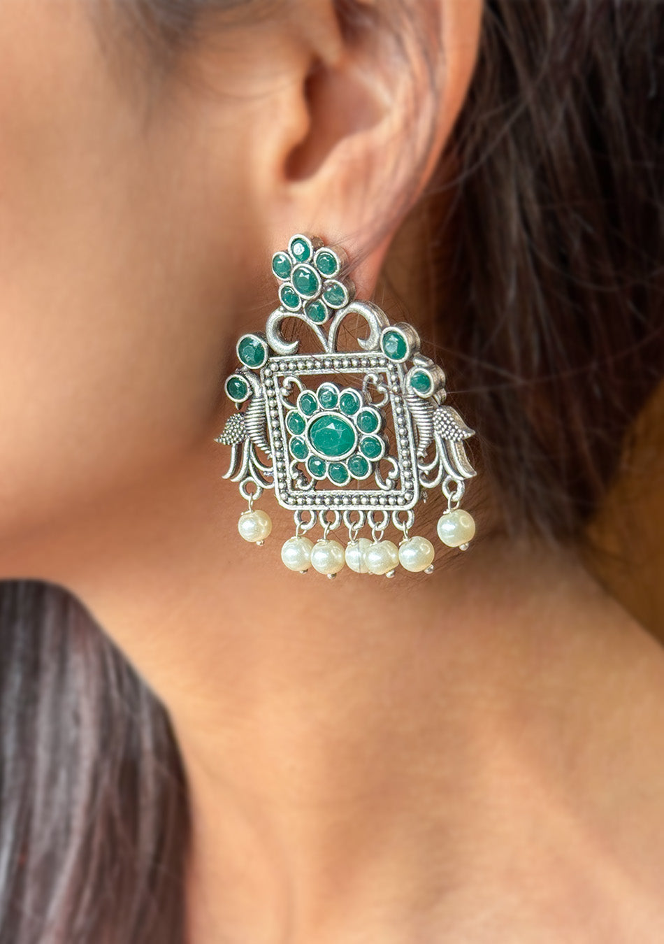 Regal Emerald Charm Earrings