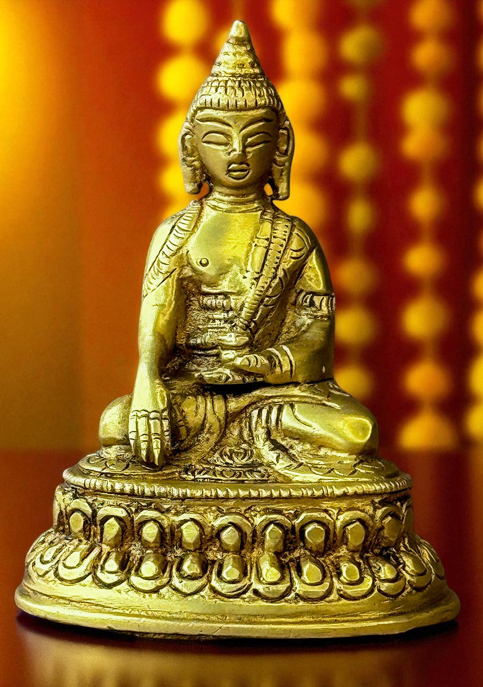 Antique Brass Lotus Seated Buddha