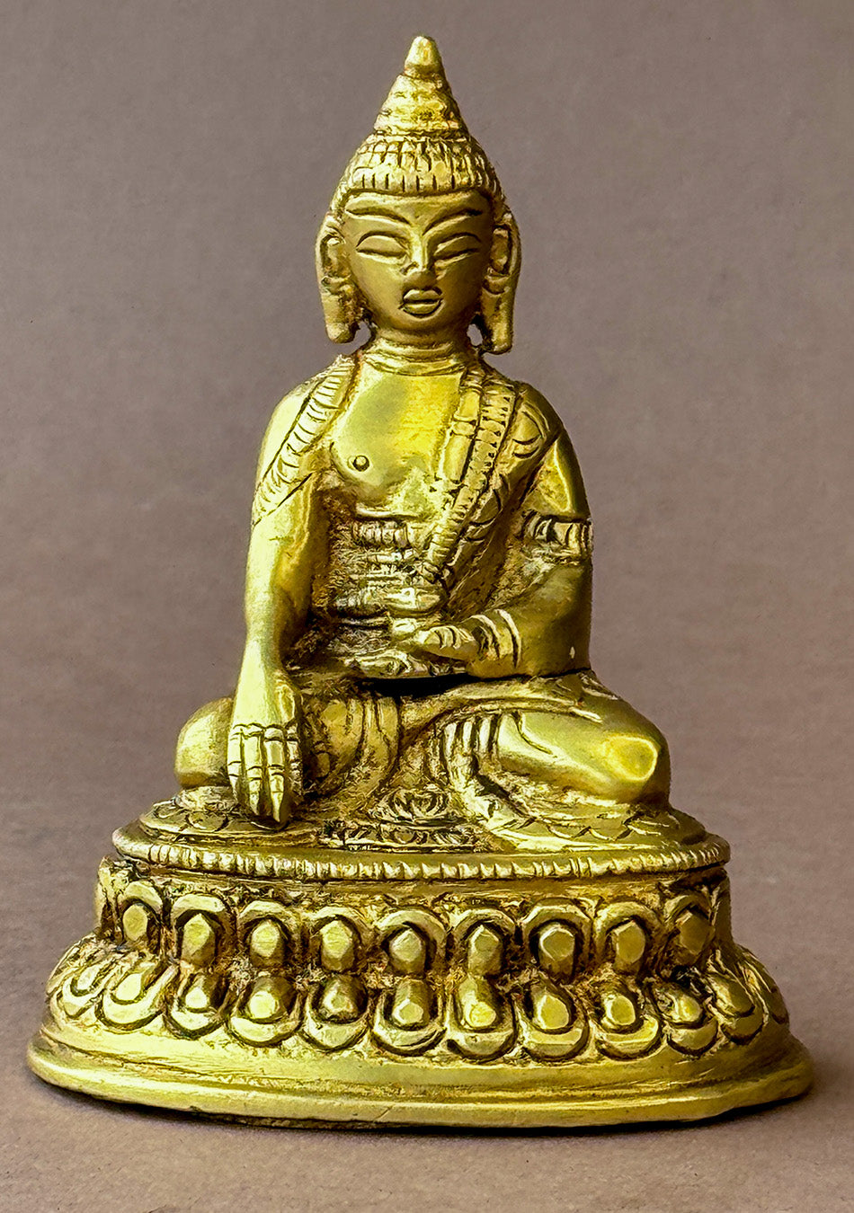 Antique Brass Lotus Seated Buddha