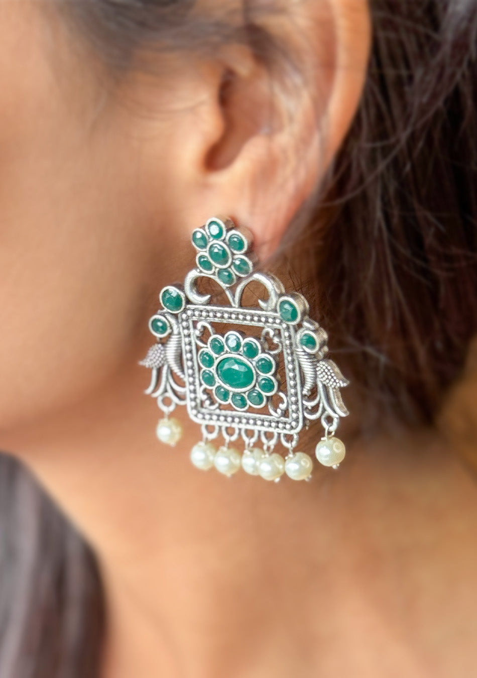 Regal Emerald Charm Earrings