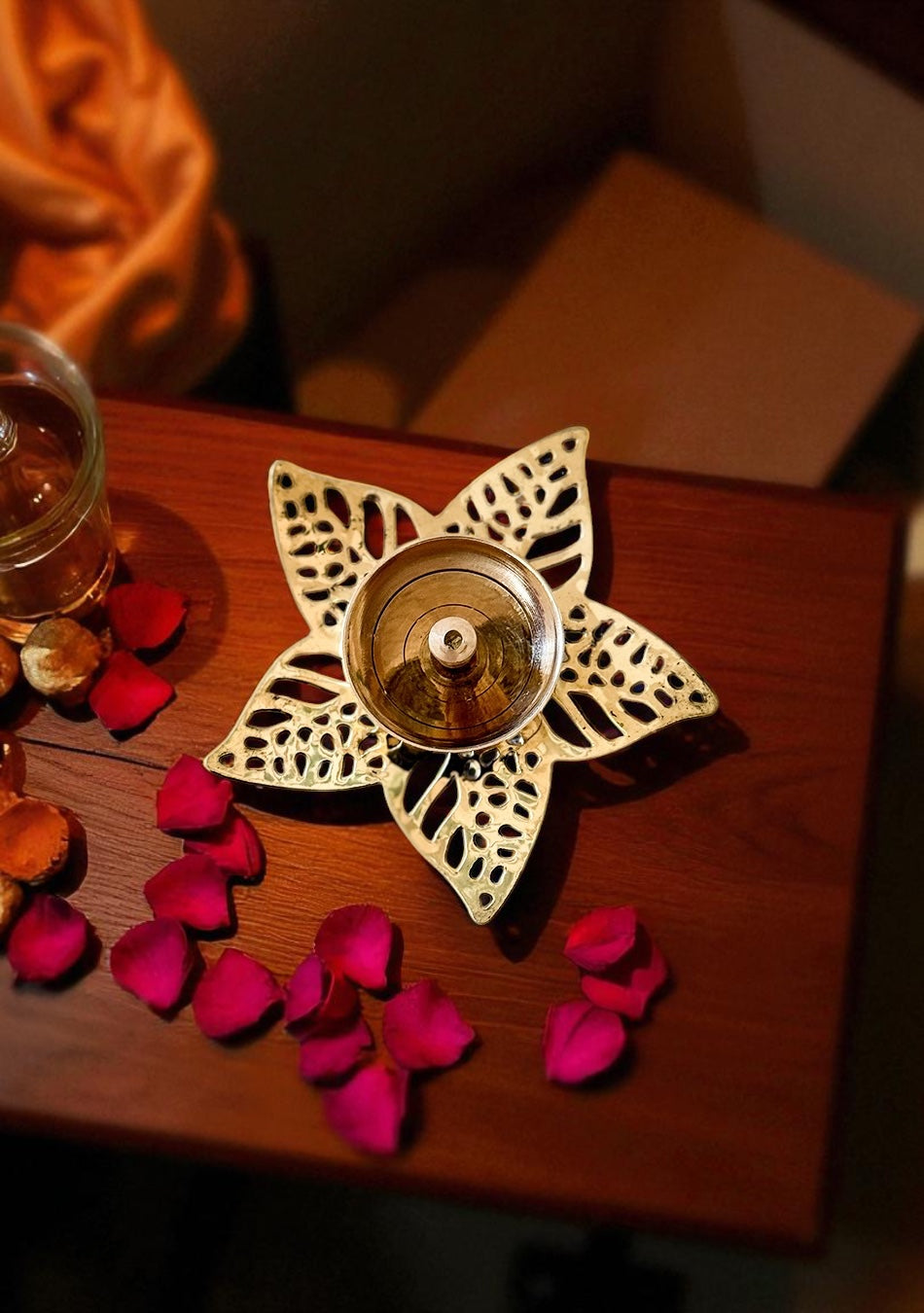 Brass Sun Lily Diya