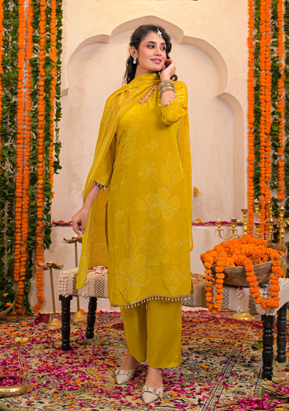 Mustard Glow Crepe Suit Set