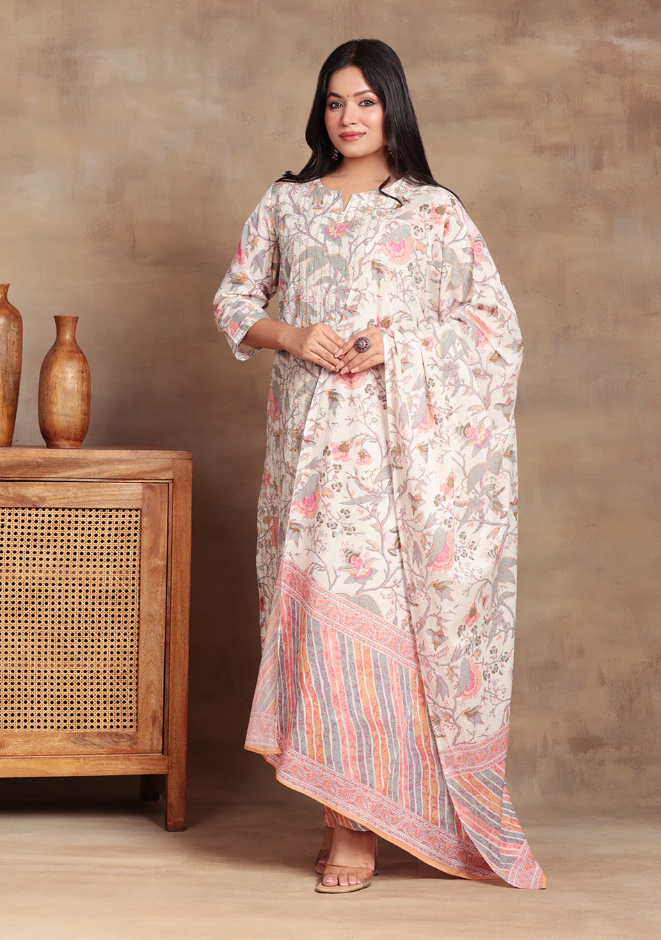Pastel Vine Printed Suit Set