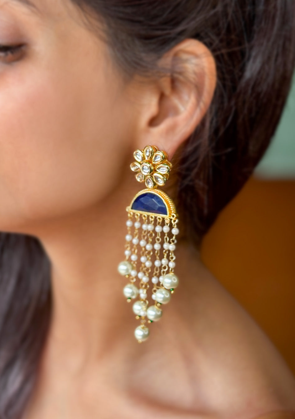 Blue Pearl Drop Earrings