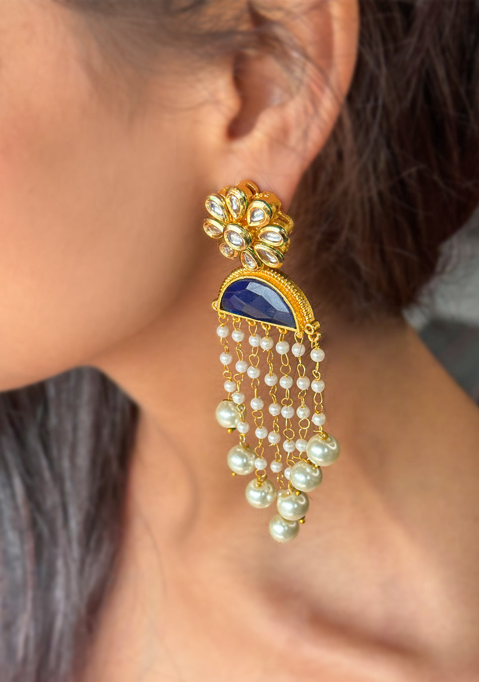 Blue Pearl Drop Earrings