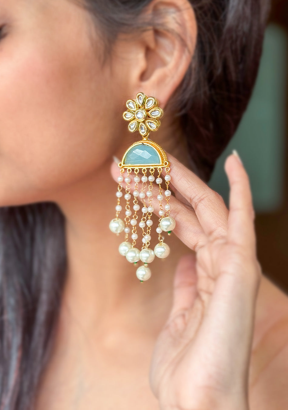 Turquoise Pearl Drops Earrings