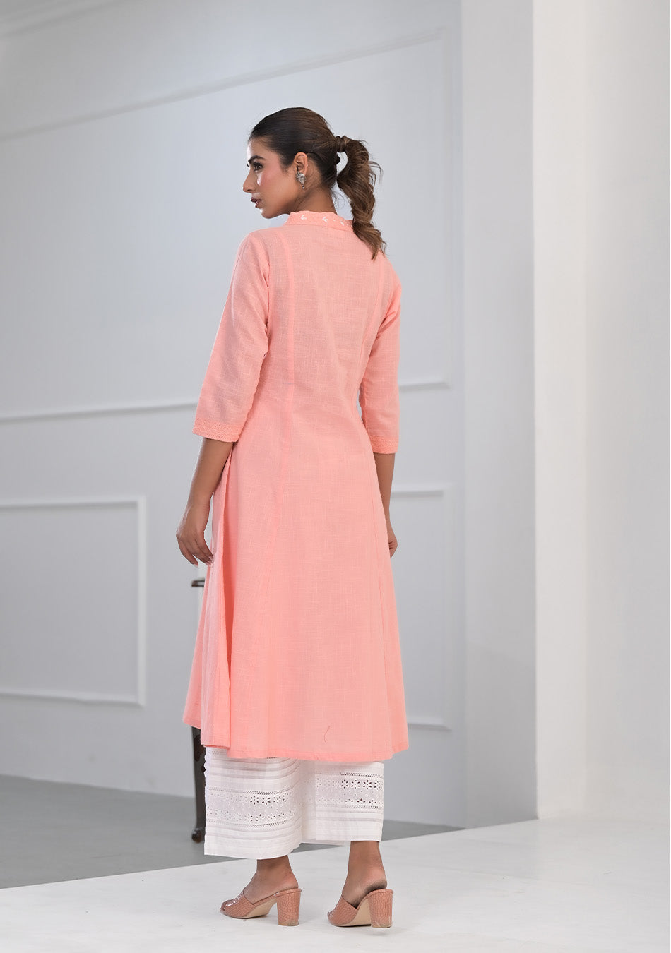 PEACH SOLID COTTON KURTA