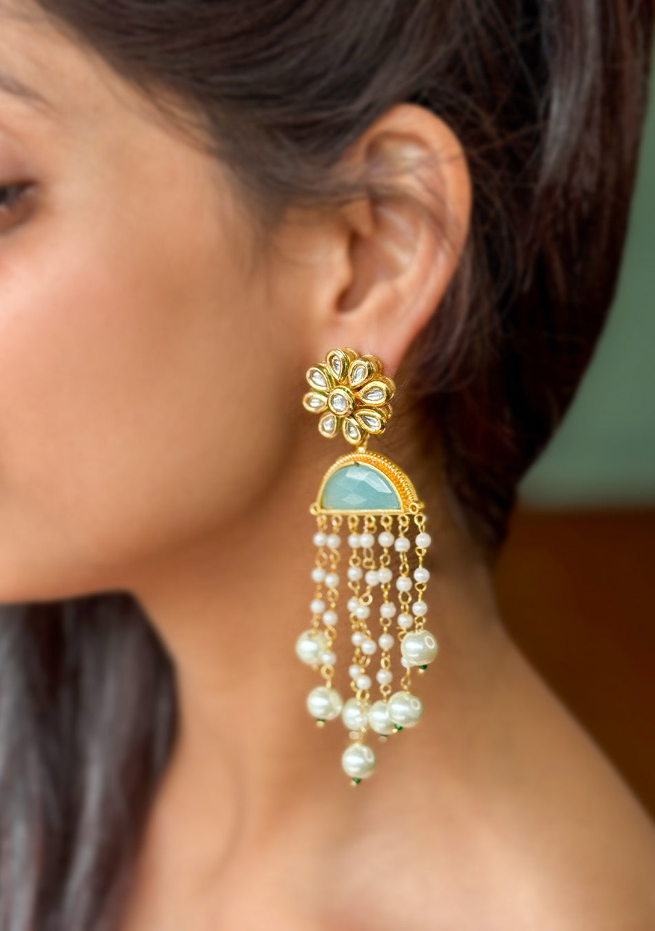 Turquoise Pearl Drops Earrings