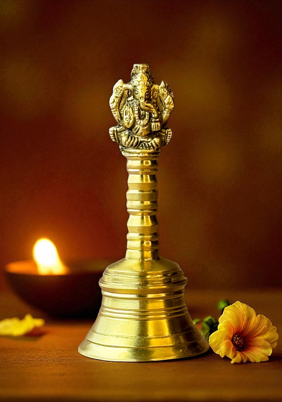 Antique Brass Pooja Bell with Ganesha Motif