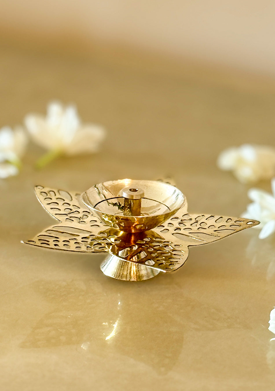 Brass Sun Lily Diya