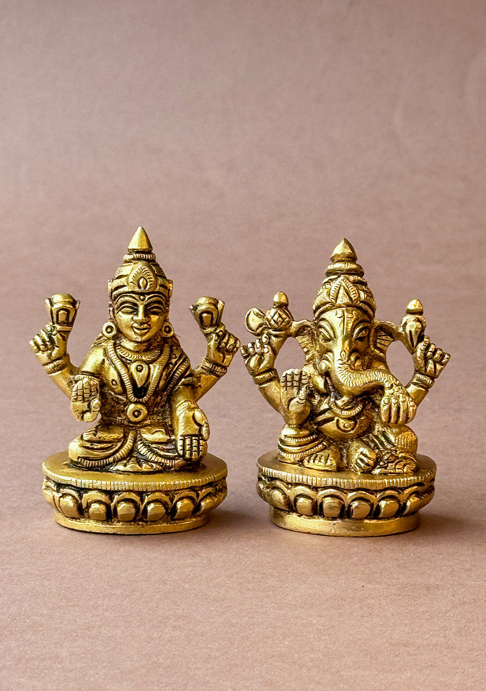 Antique Brass Laxmi Ganesh Murti Set