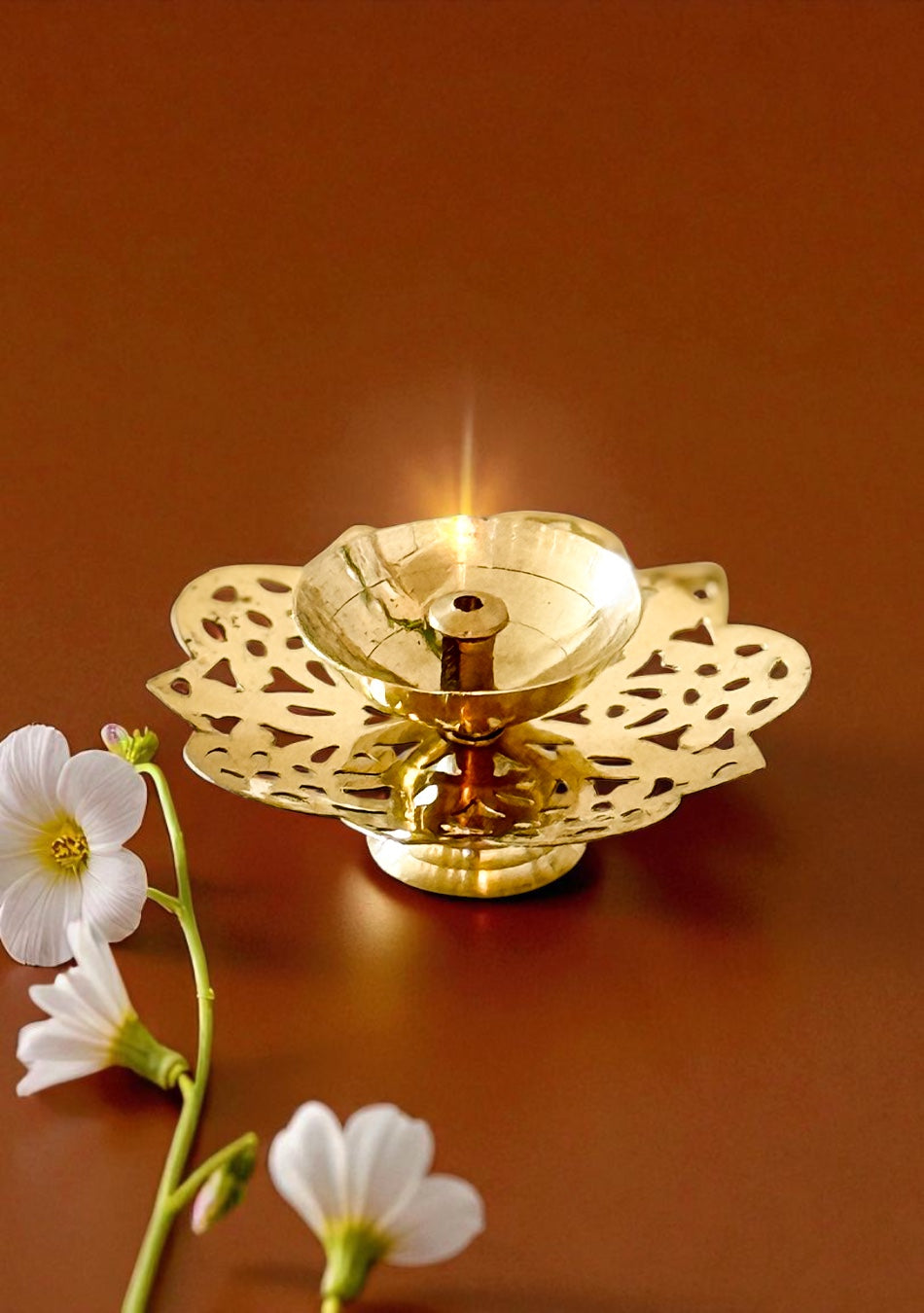 Brass lotus Diya