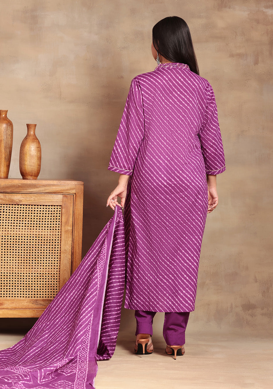 Purple Lehriya Suit Set