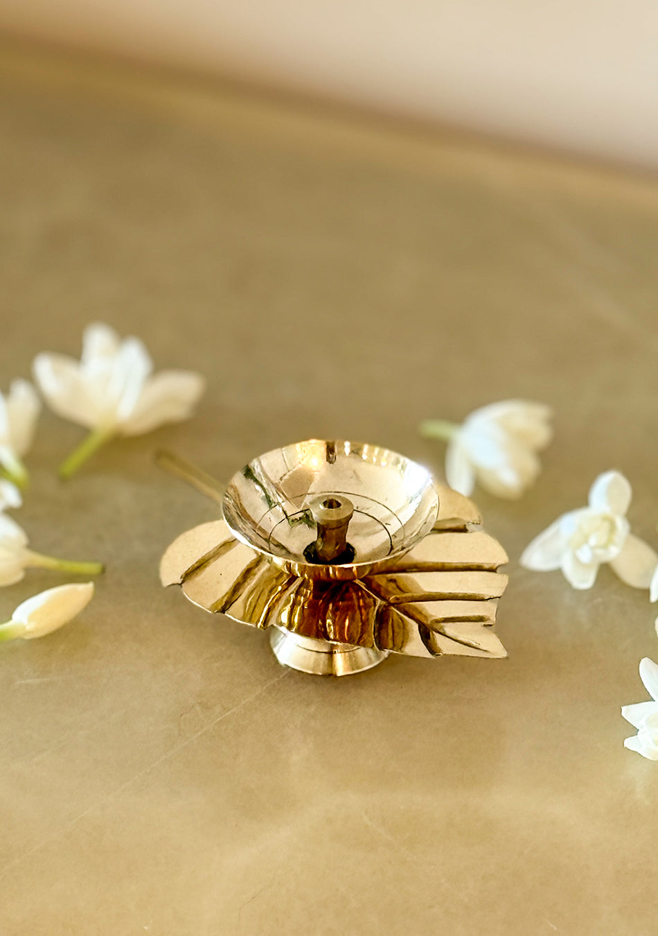 Brass Flame Leaf Diya