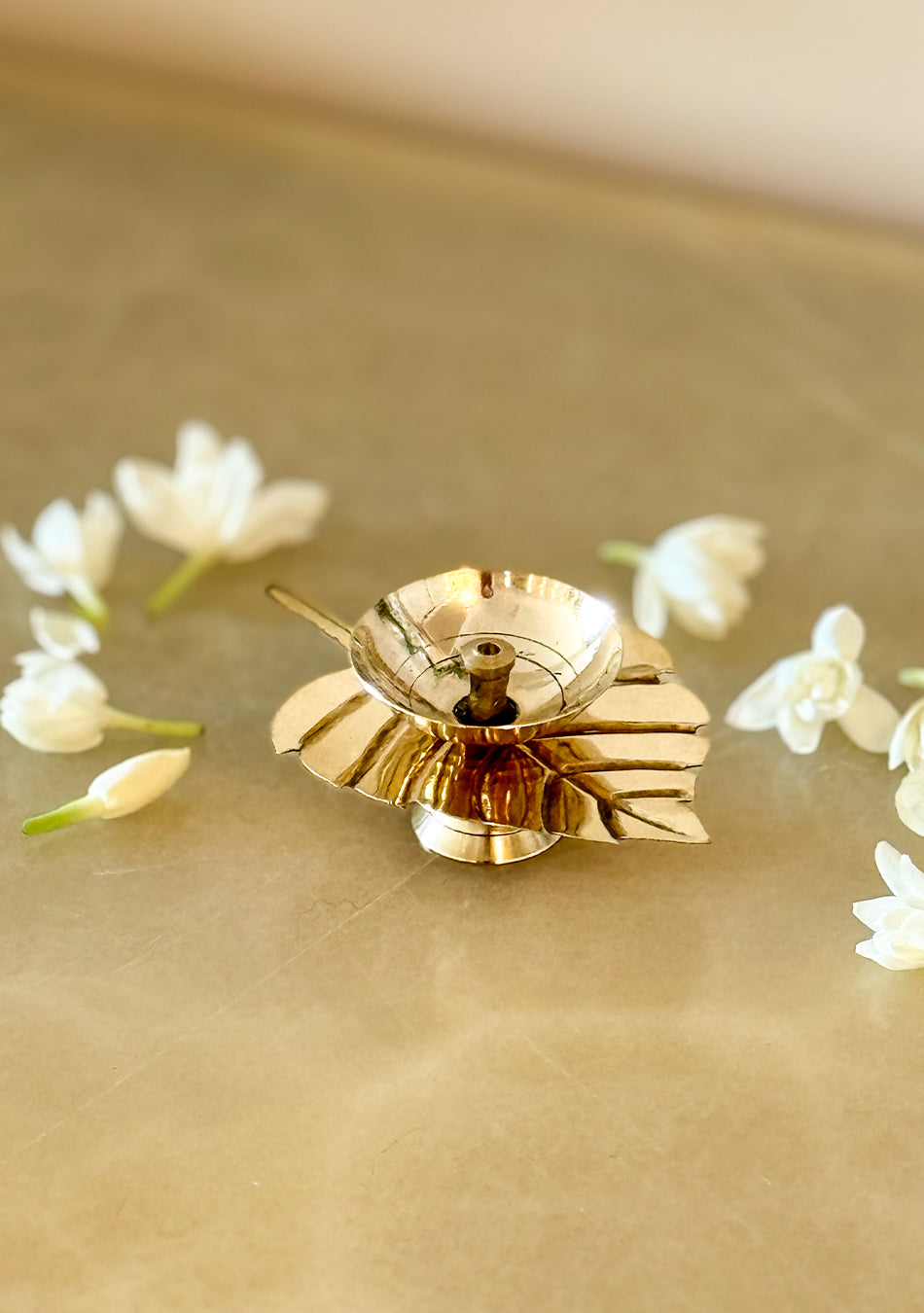 Brass Flame Leaf Diya