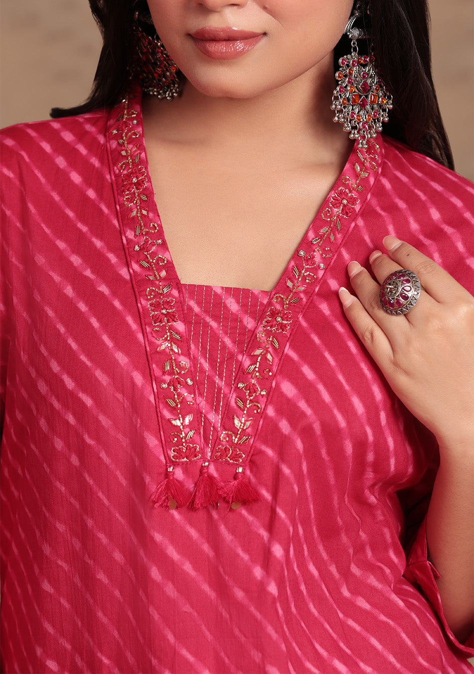 Red Bandhani Suit Set
