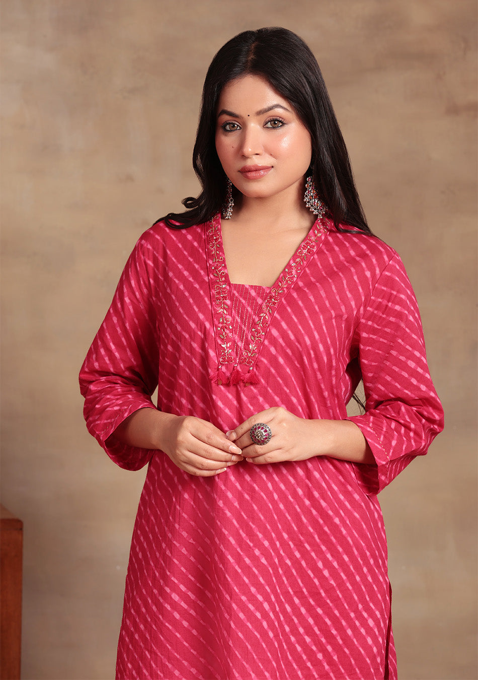 Red Bandhani Suit Set