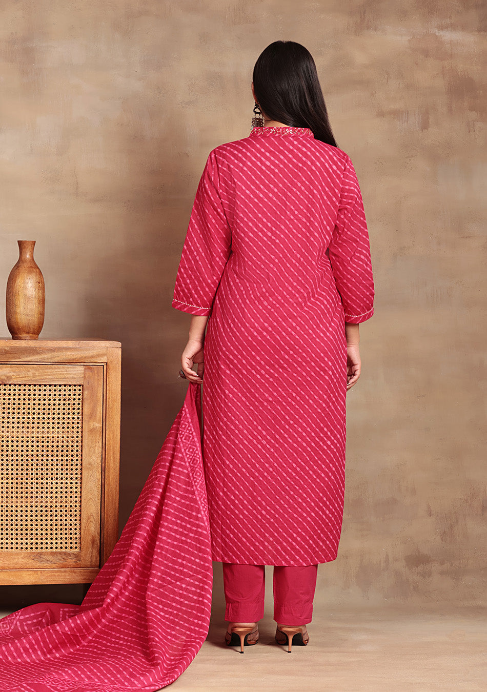 Red Bandhani Suit Set