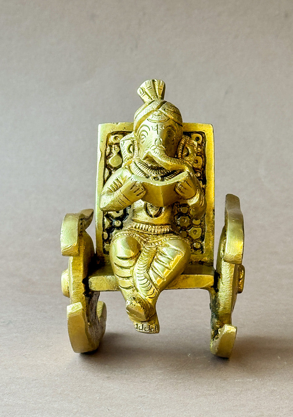 Antique Brass Vidyarthi Ganesha on Rocking Chair