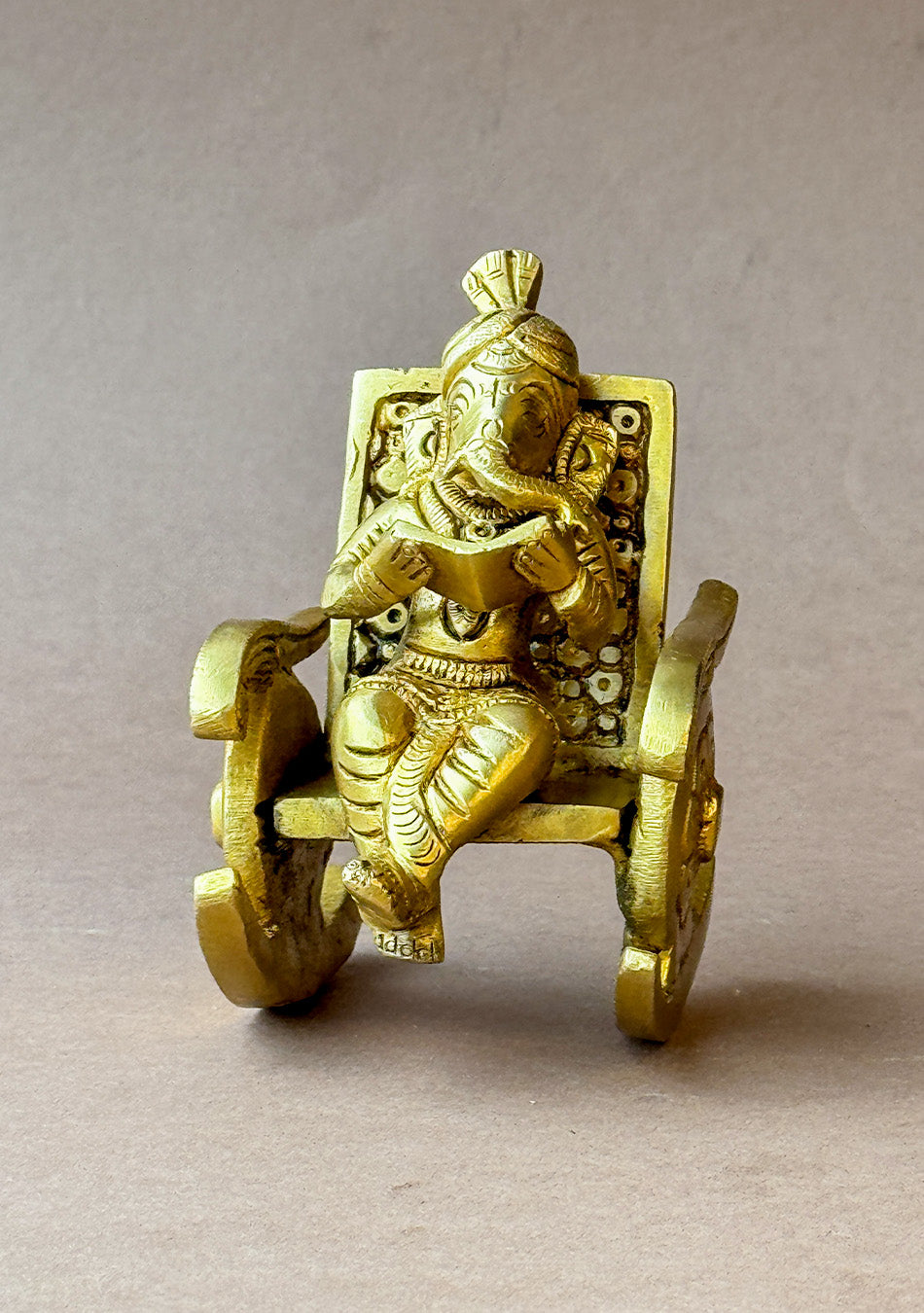Antique Brass Vidyarthi Ganesha on Rocking Chair