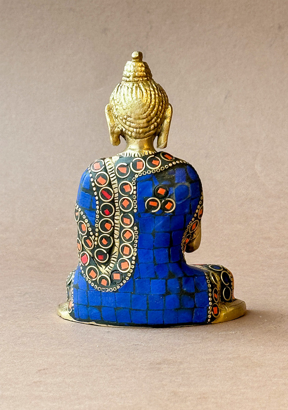 Antique Brass Buddha with Stone Work