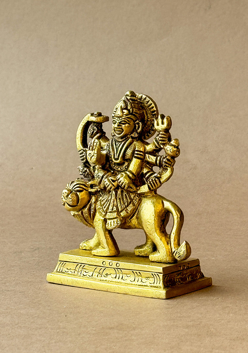 Antique Brass Goddess Durga on Lion
