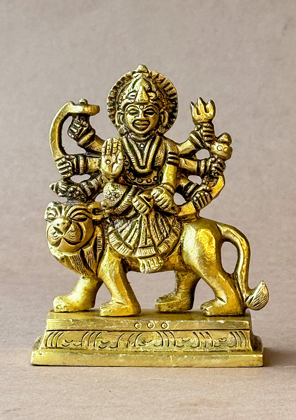 Antique Brass Goddess Durga on Lion