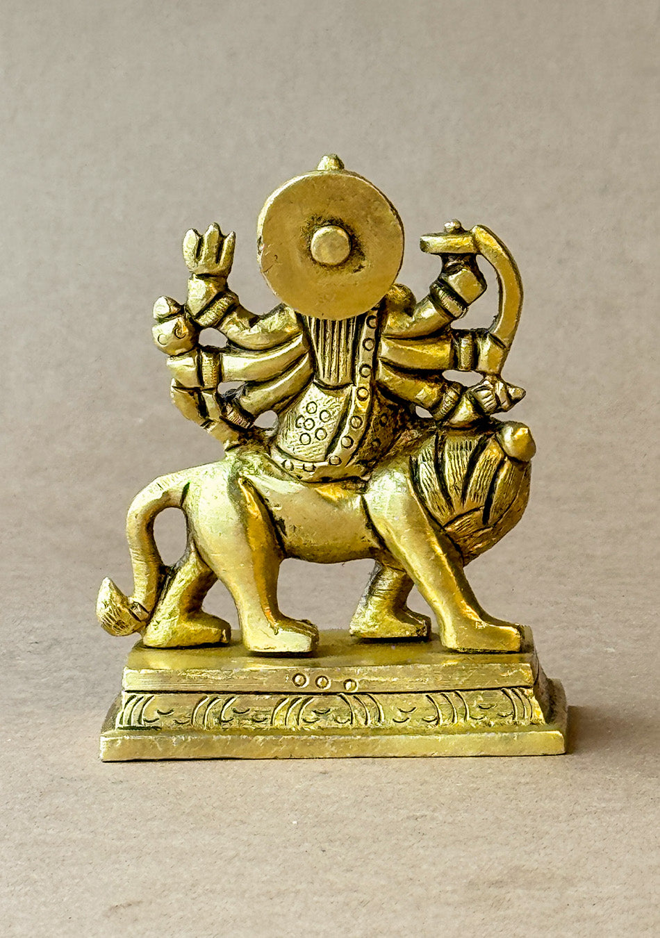 Antique Brass Goddess Durga on Lion