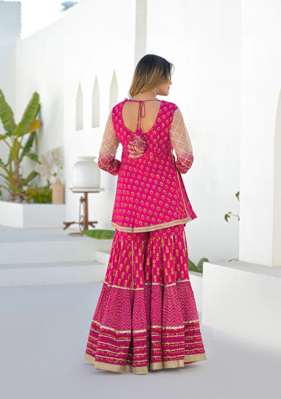 Fuchsia Noor Sharara Set
