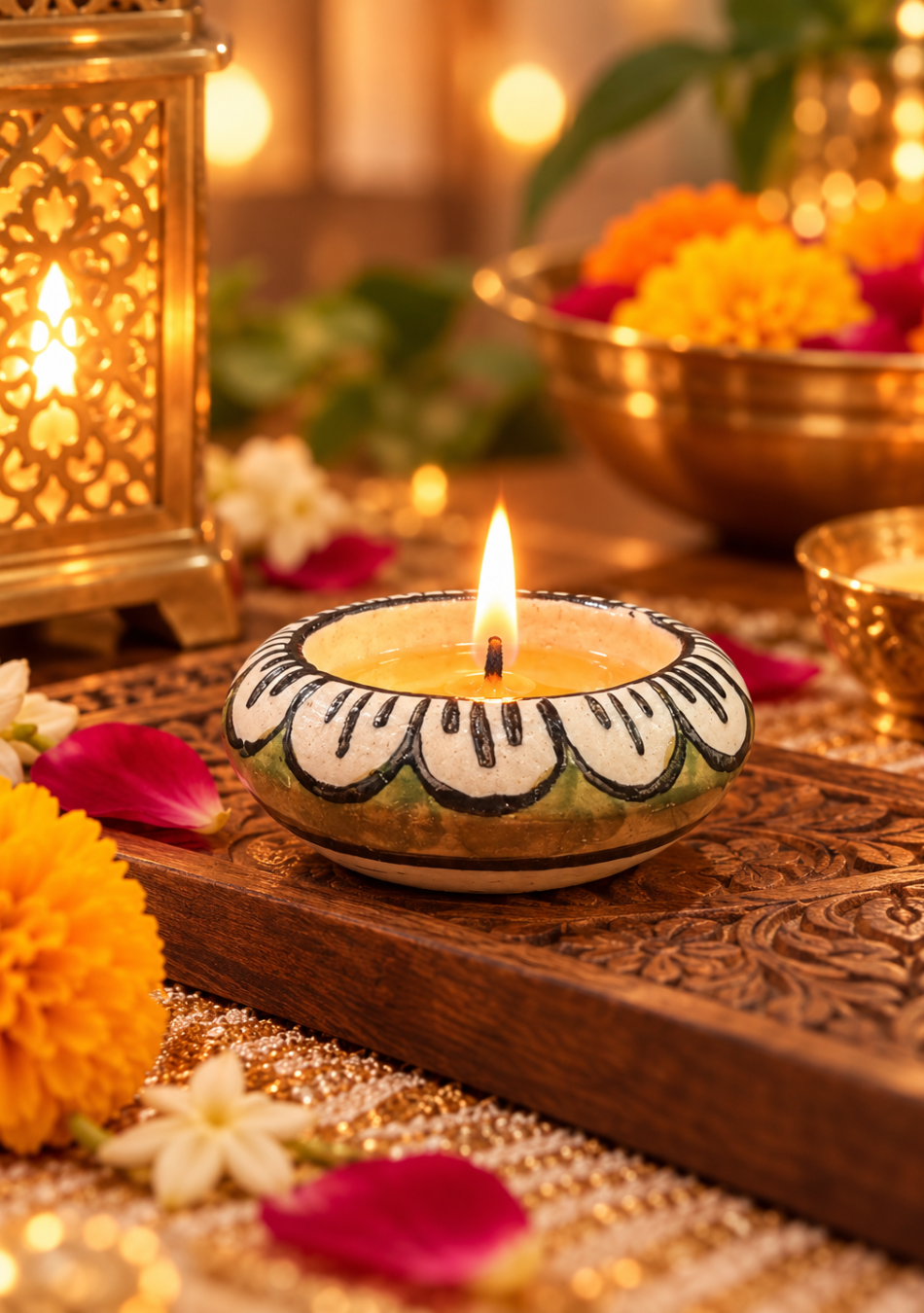 Aravalii Olive Bloom Handcrafted Diya Set of 6