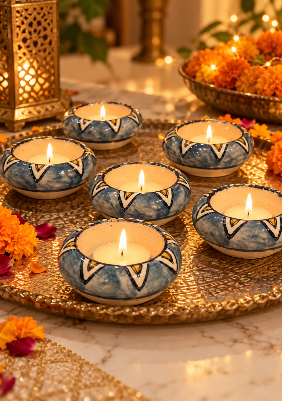 Aravalii Grey Aura Handcrafted Diya Set of 6